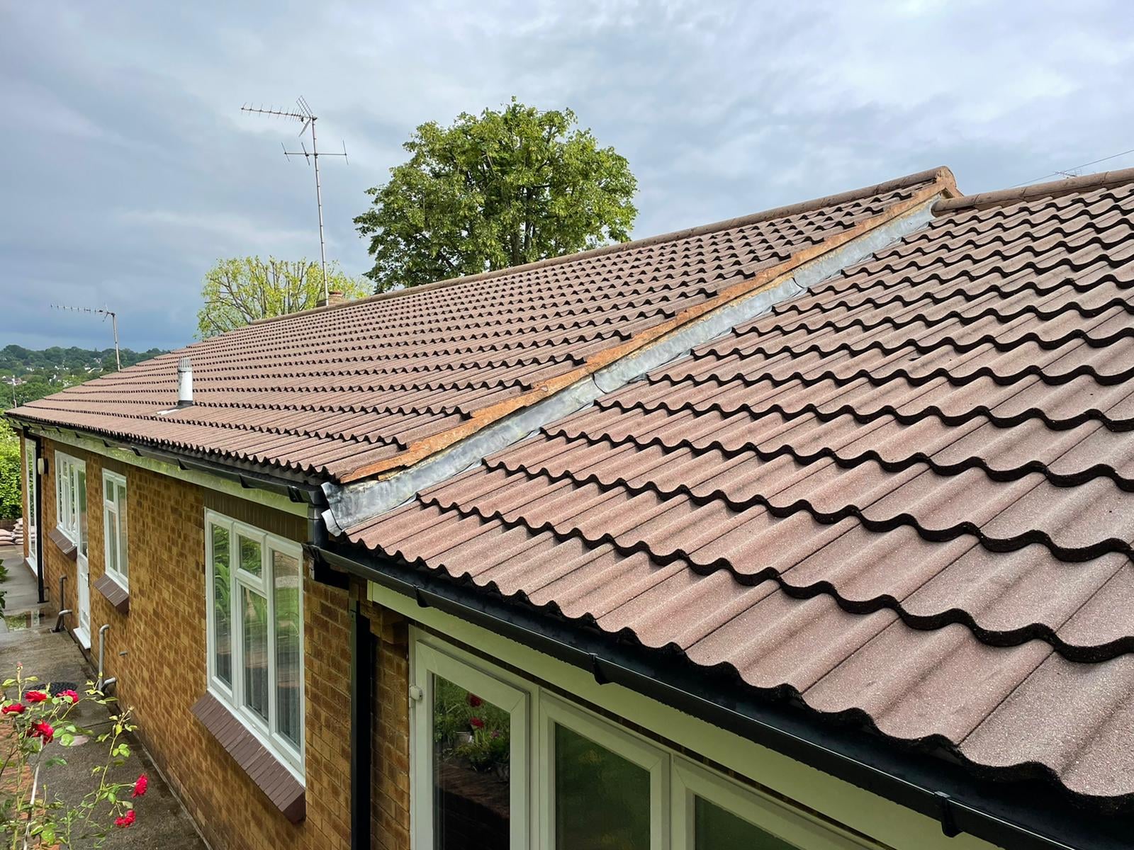 Roof after jet washing