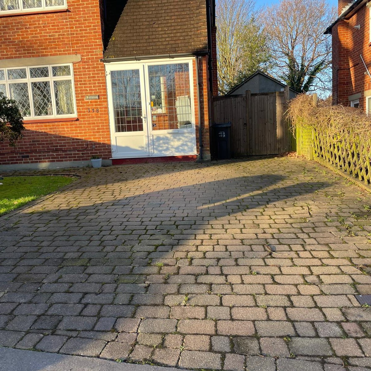 Block driveway before jet wash